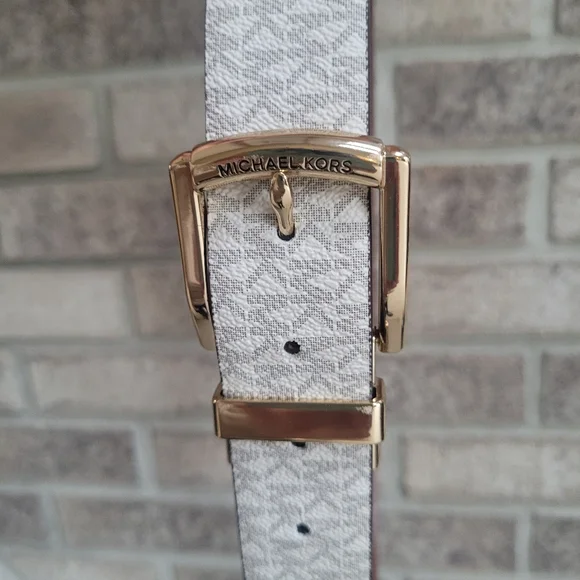 Michael Kors 2 in 1 Reversible White Tan and Brown Women's Belt S/M - Picture 8 of 8